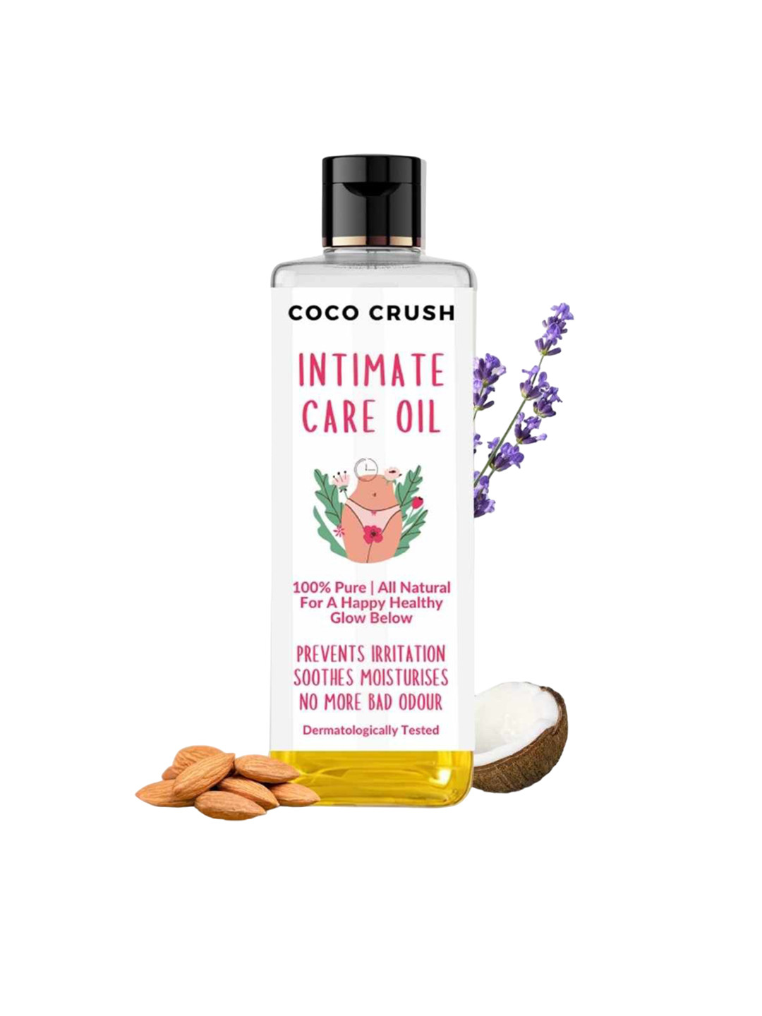 

Coco Crush Natural Intimate Care Oil Prevents Irritation Soothes & Eliminates Odor -100ml, Transparent