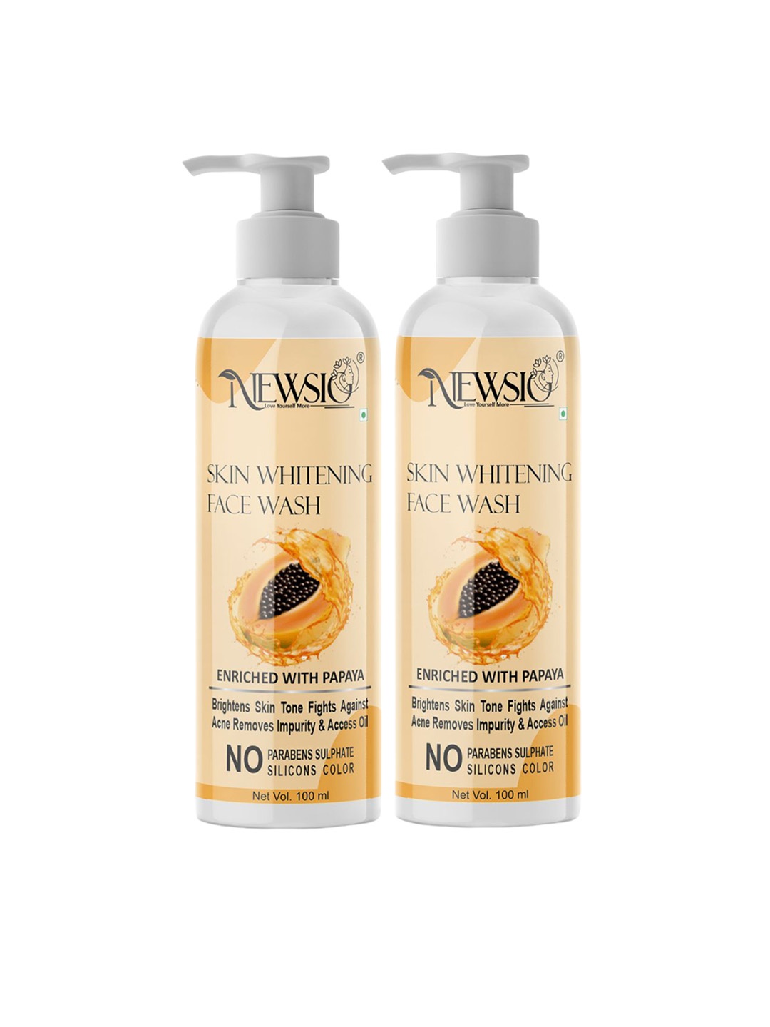 

Newsio Set Of 2 Skin Whitening Face Wash Enrich With Papaya-100 ml Each, White