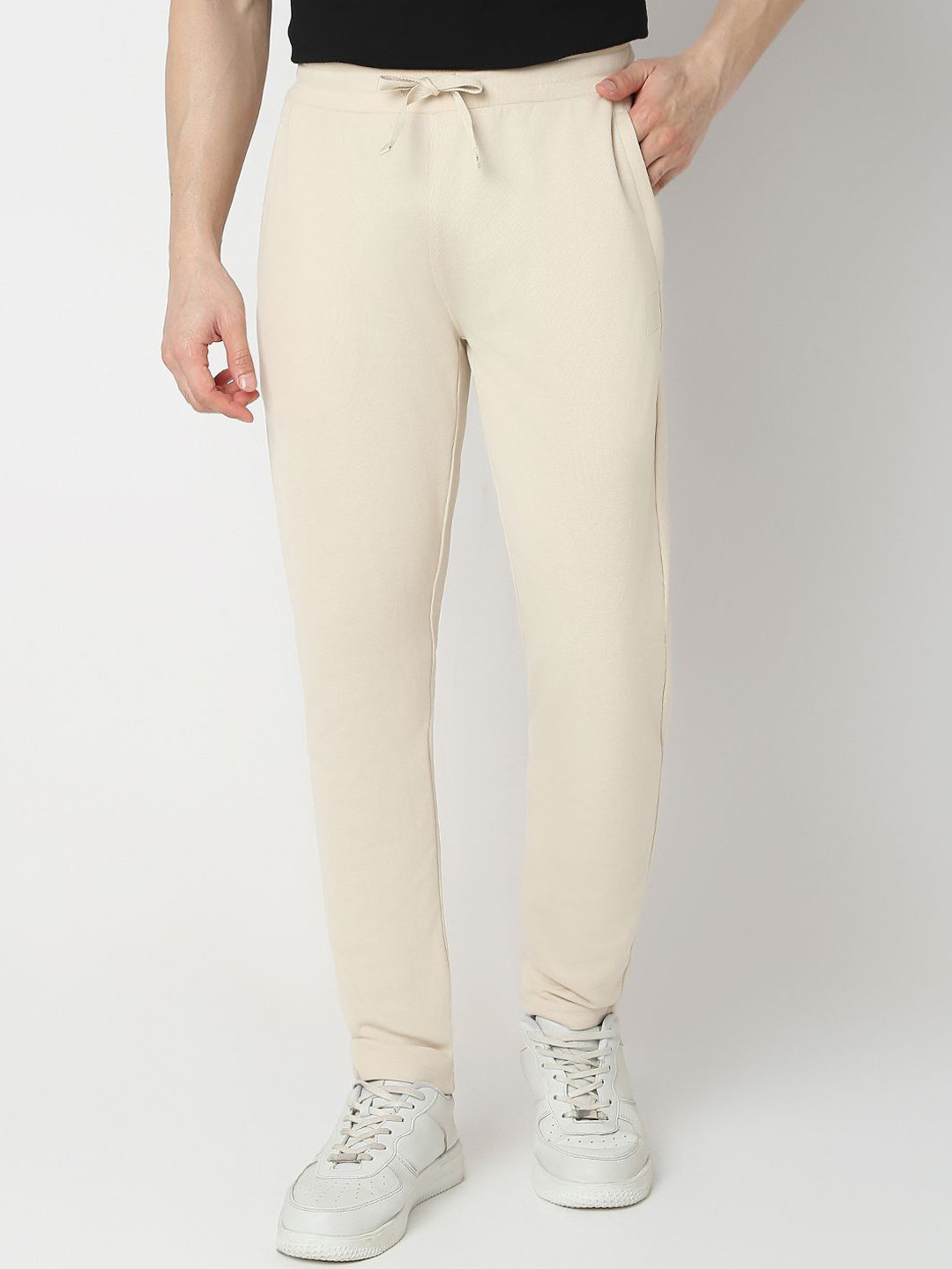 

UnderJeans by Spykar Men Mid Rise Track Pant, Beige