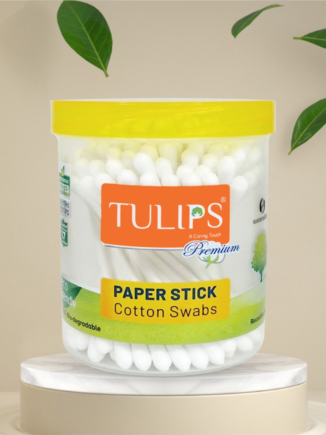 

TULIPS Set Of 6 Premium Paper Stick Cotton Ear Buds - 200 Sticks Each, White