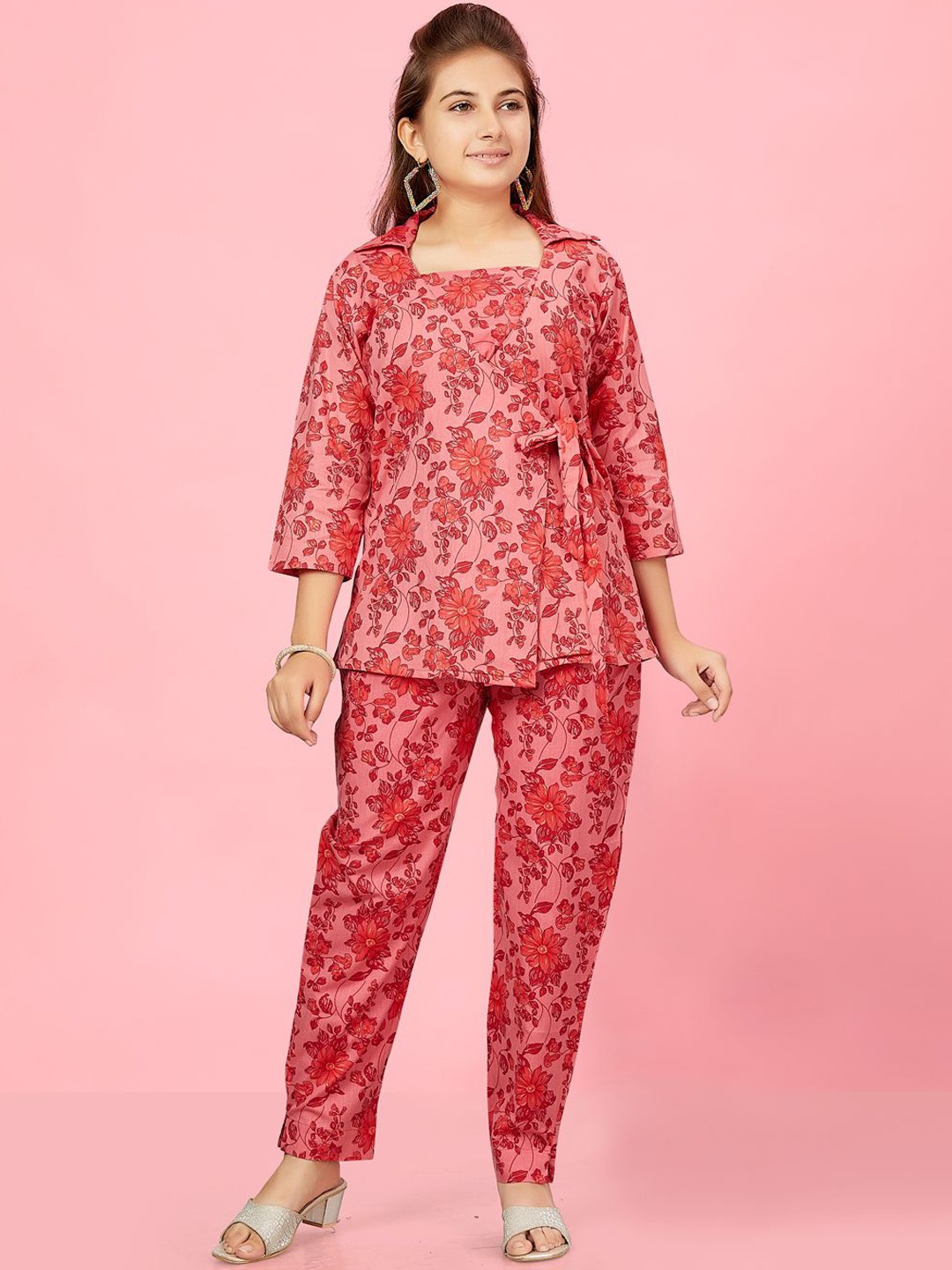 

BAESD Girls Printed Pure Cotton Clothing Set, Red