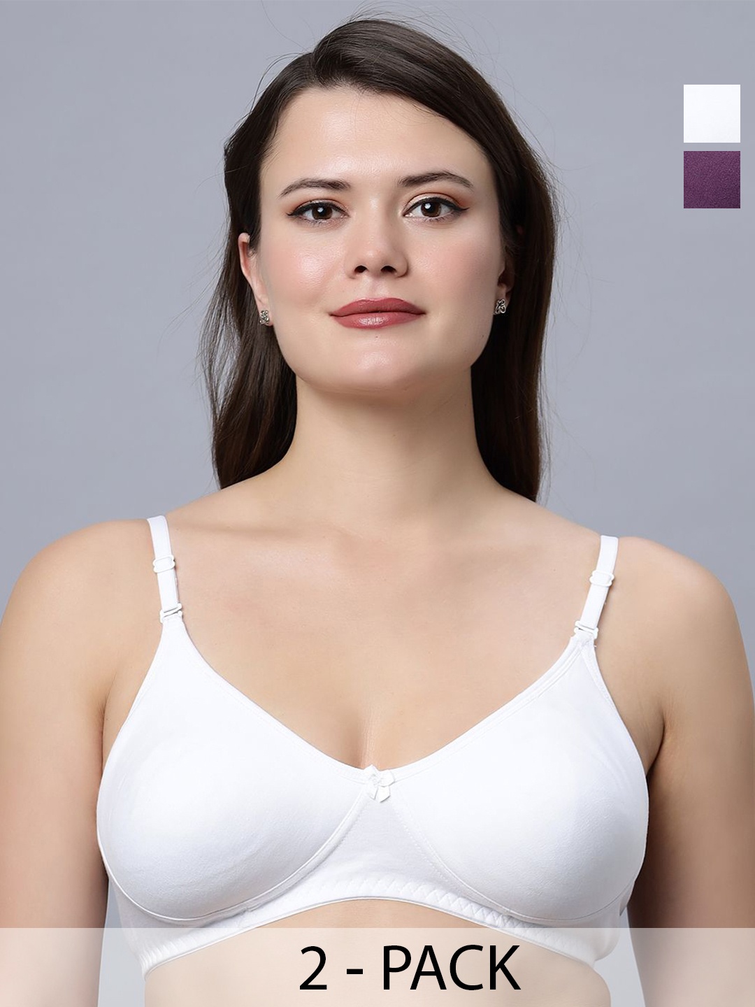 

In Care Pack Of 2 Cotton Medium Coverage T-shirt Bra, Purple