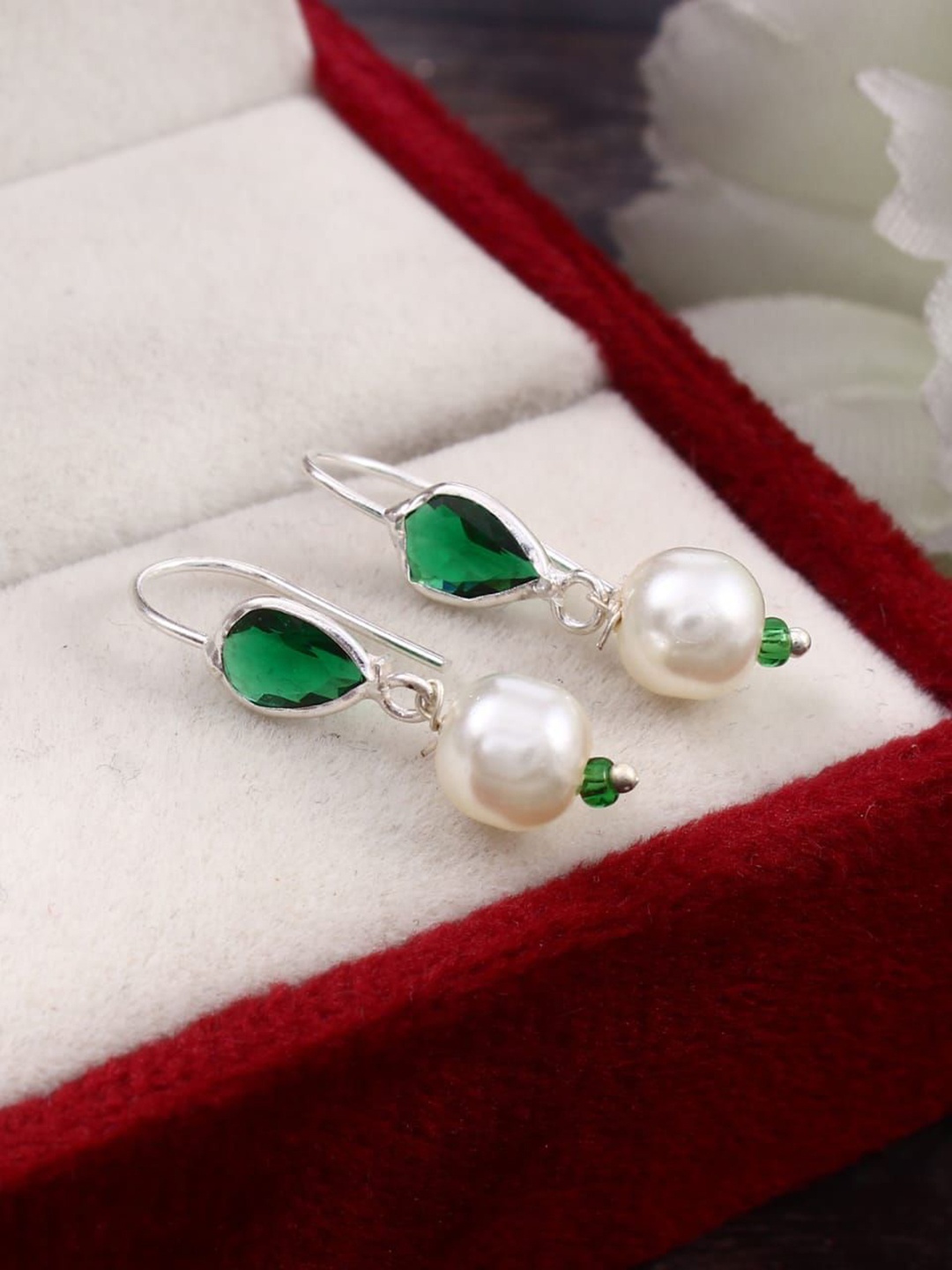 

VISHKA JEWELLERS Contemporary Drop Earrings, Green