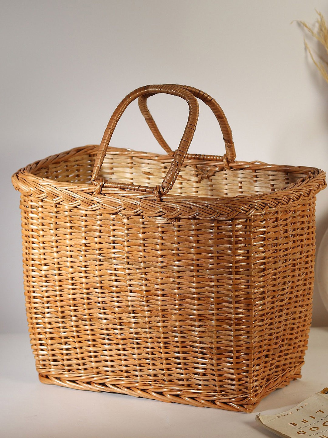 

HABERE INDIA Unisex Textured Bucket Tote Bag, Brown