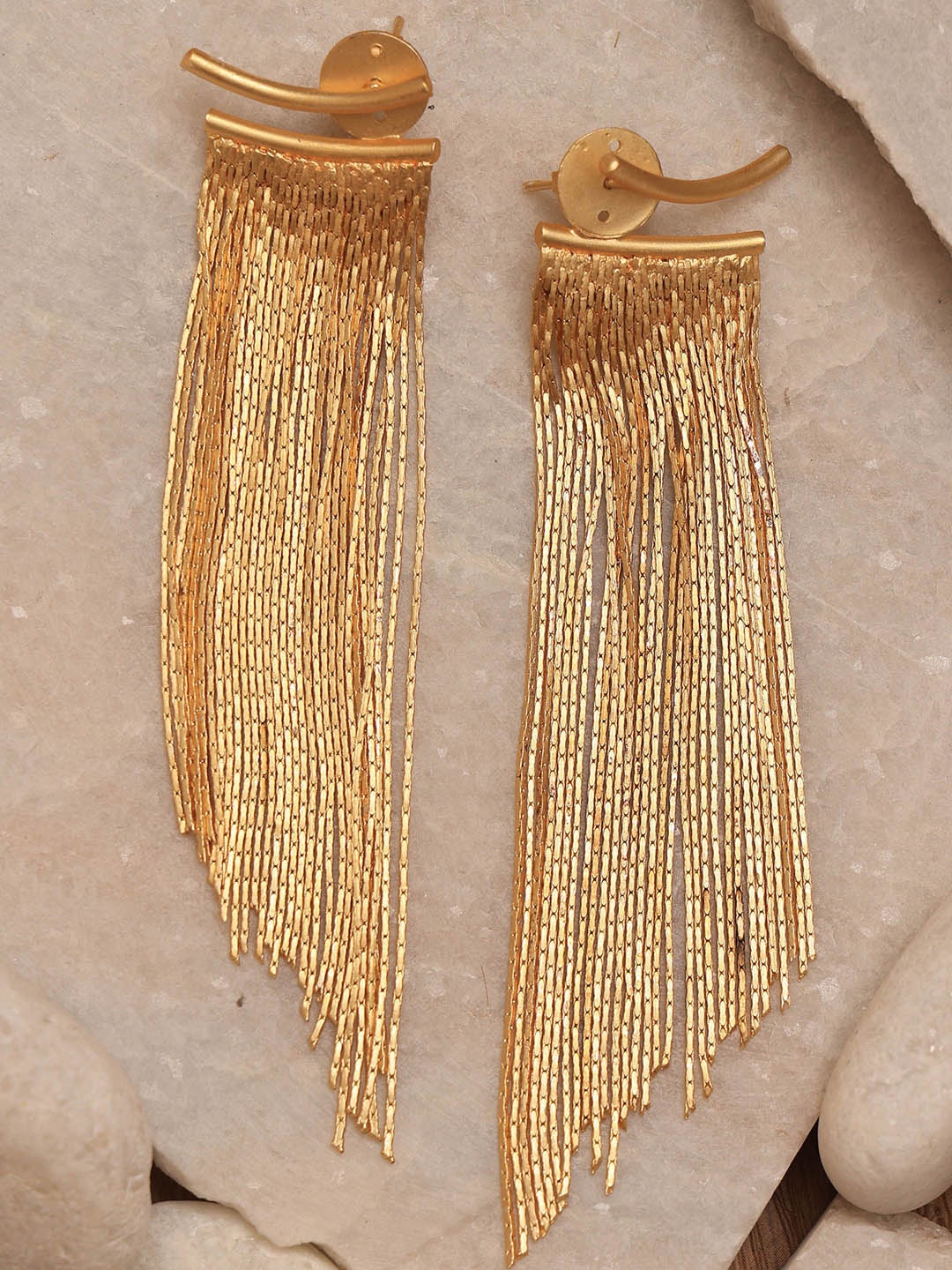 

ROYAL PITARAH Gold Plated Contemporary Drop Earrings