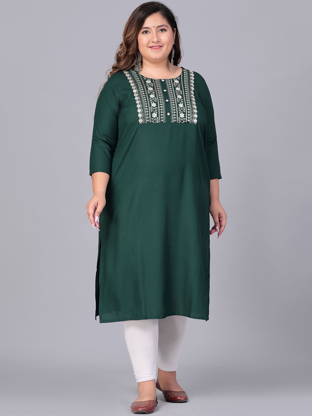 

Sztori Women Thread Work Kurta, Green