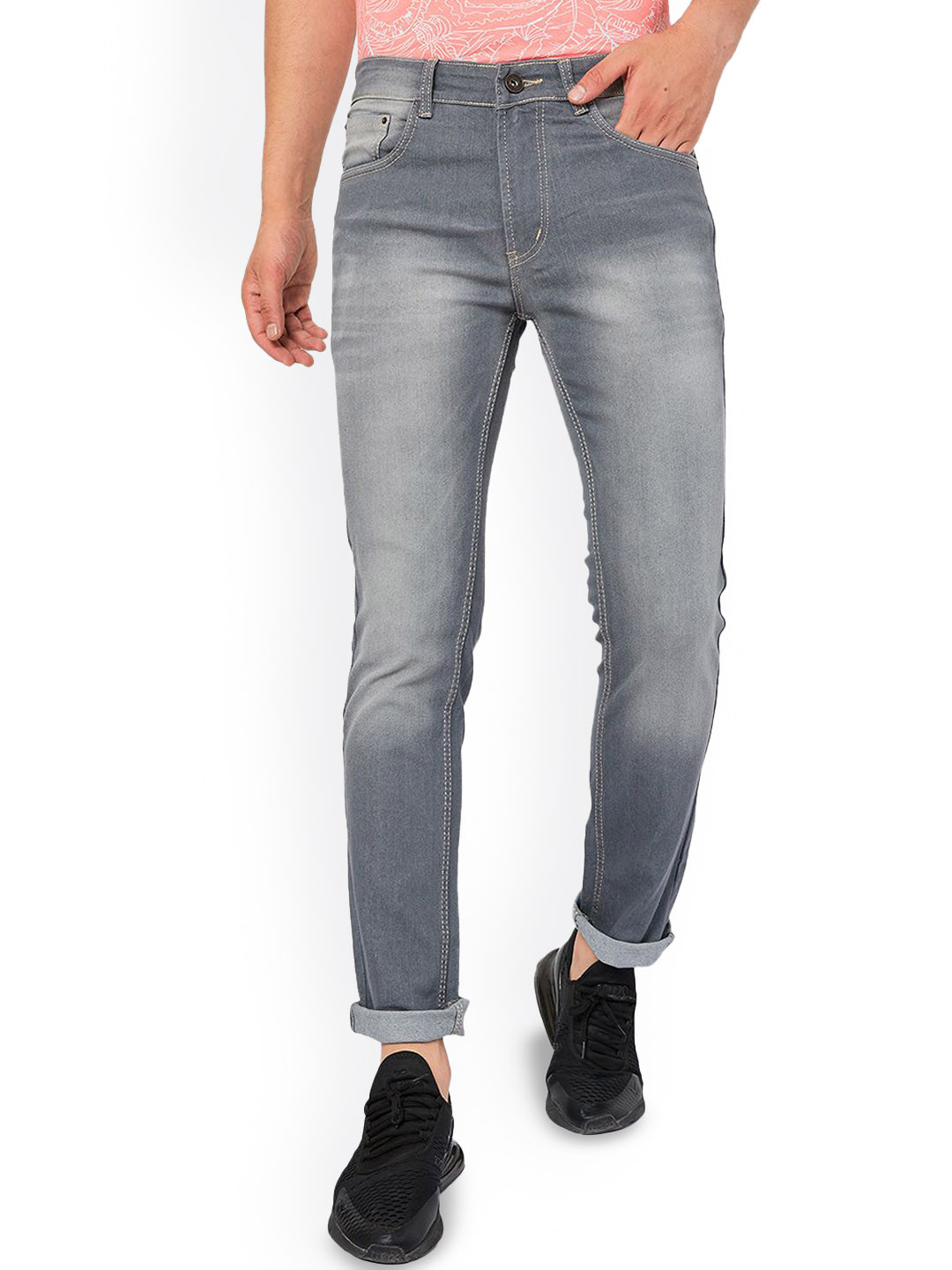 

Ben Martin Men Comfort Slim Fit Light Fade Stretchable Jeans, Grey