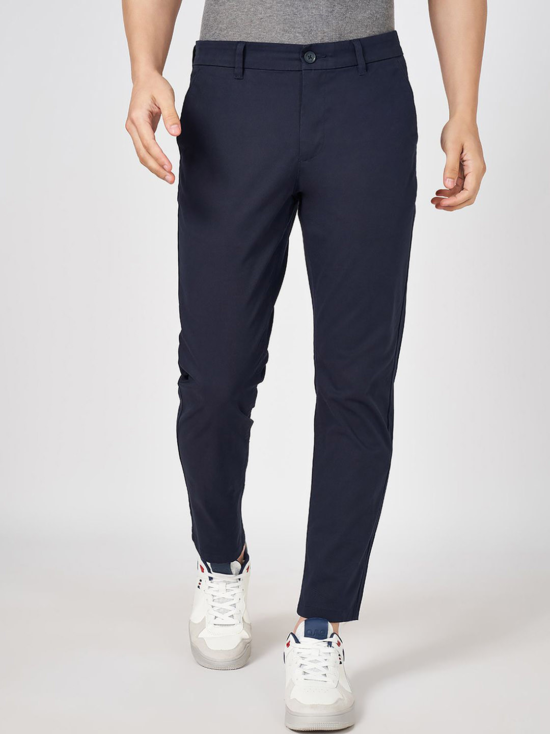

BYFORD by Pantaloons Men Slim Fit Casual Trousers, Navy blue