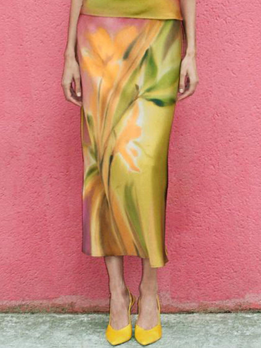 

LULU & SKY Women Floral Printed A-line Midi Skirt, Green