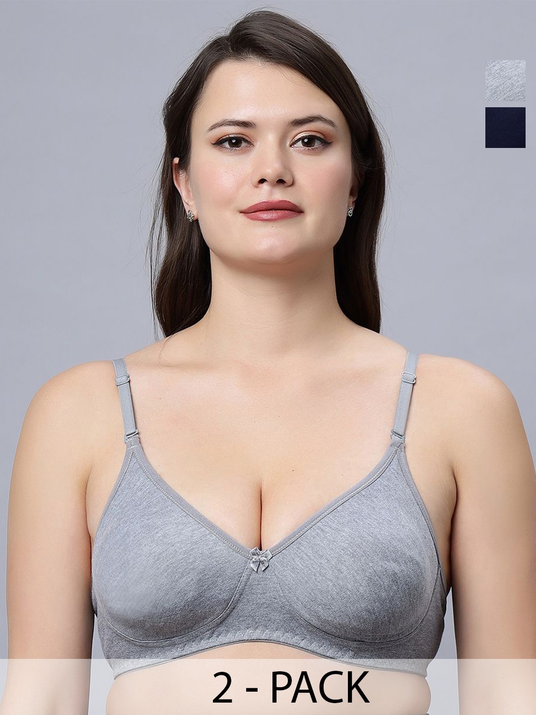 

In Care Women Pack of 2 Full Coverage T-shirt Bra, Grey