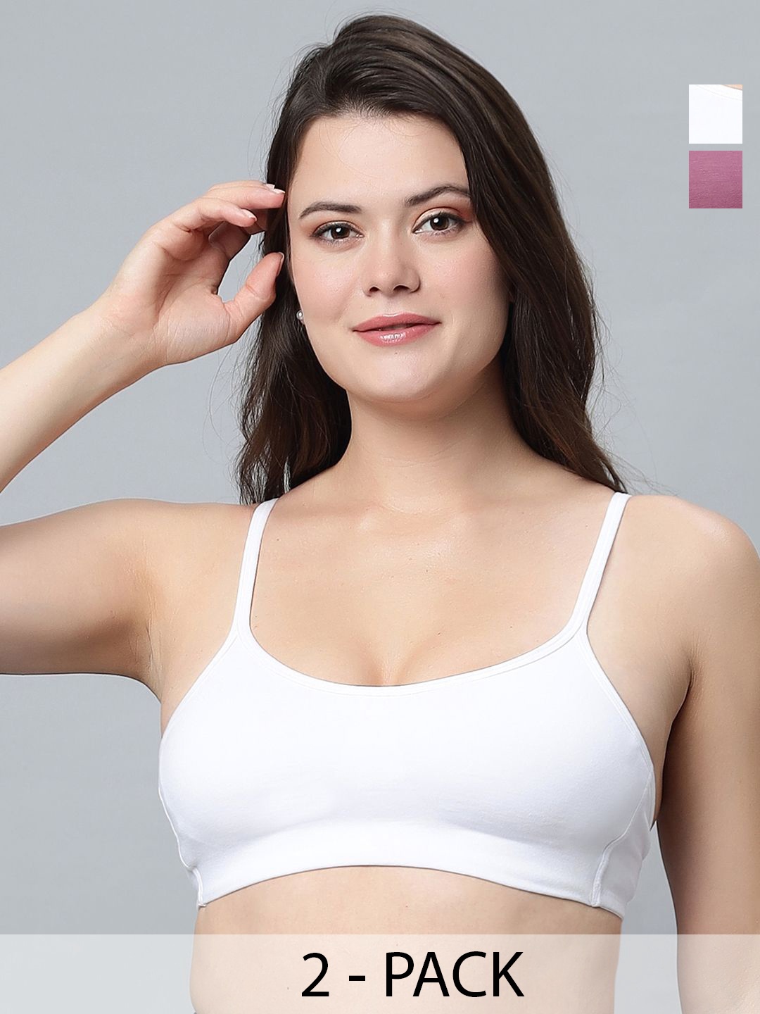 

In Care Women Pack of 2 Full Coverage Solid Workout Bra, White
