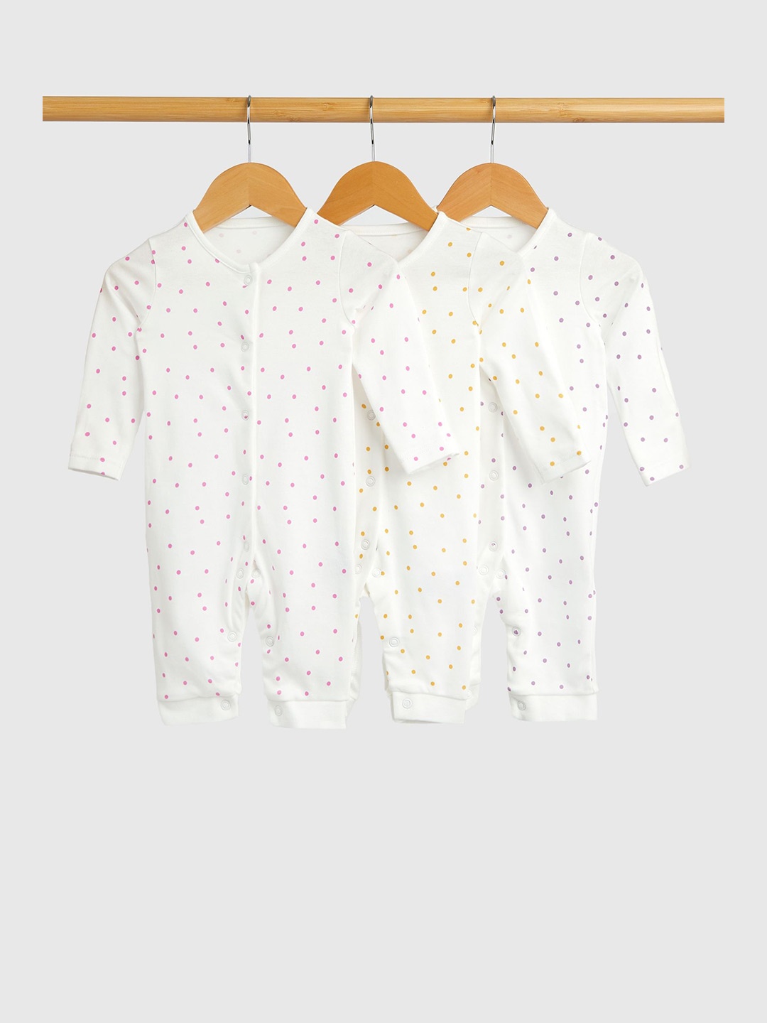

mothercare Girls Pack of 3 Printed Sleepsuit, White