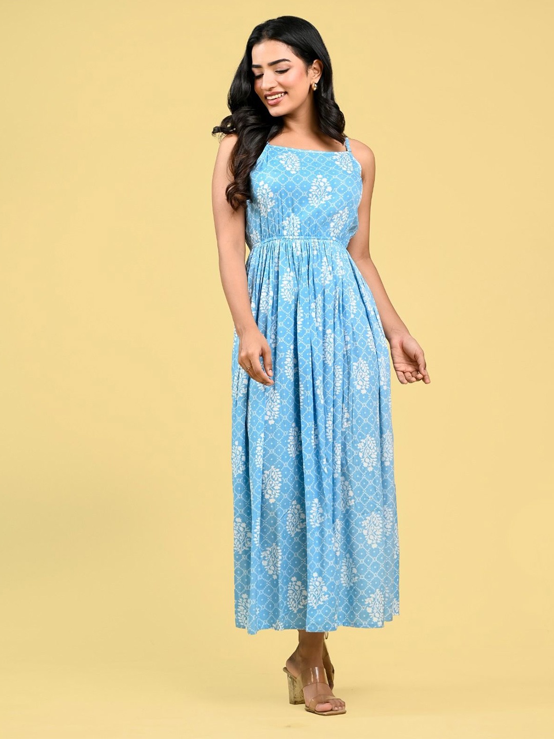 

FCV Floral Print Fit & Flare Maxi Dress, Blue