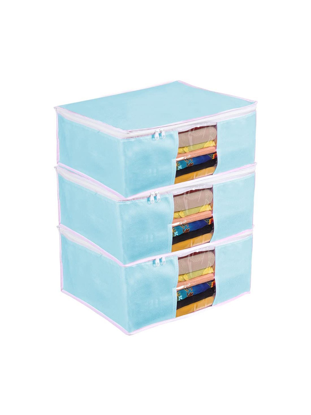 

prettykrafts Blue & White 3 Pieces Saree Organisers