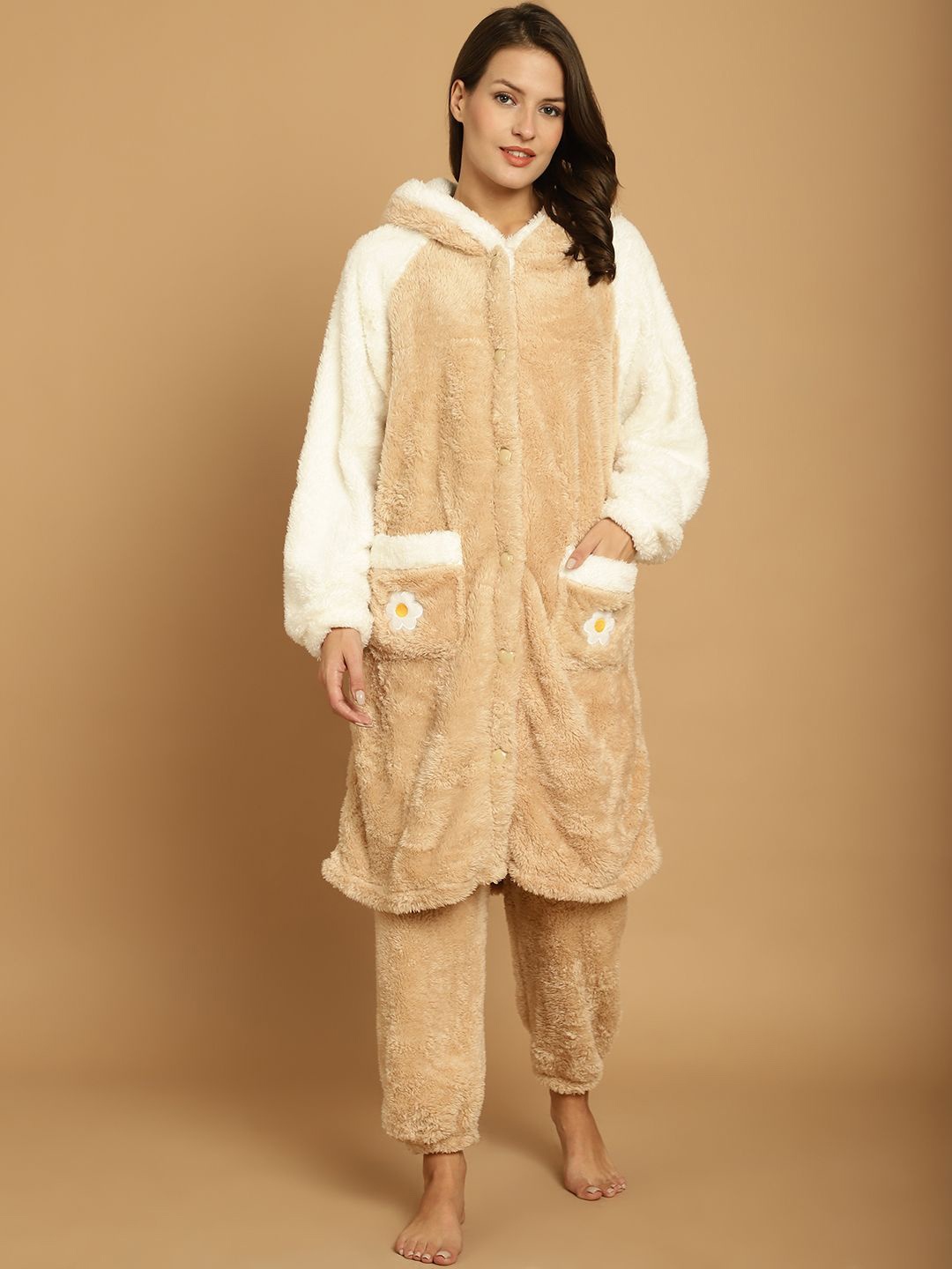 

TAG 7 Women Colourblocked Night suit, Yellow