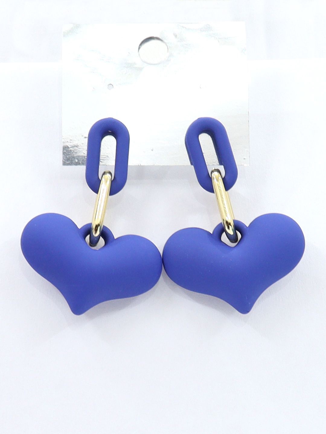 

KRENOZ Rhodium-Plated Heart Shaped Drop Earrings, Blue