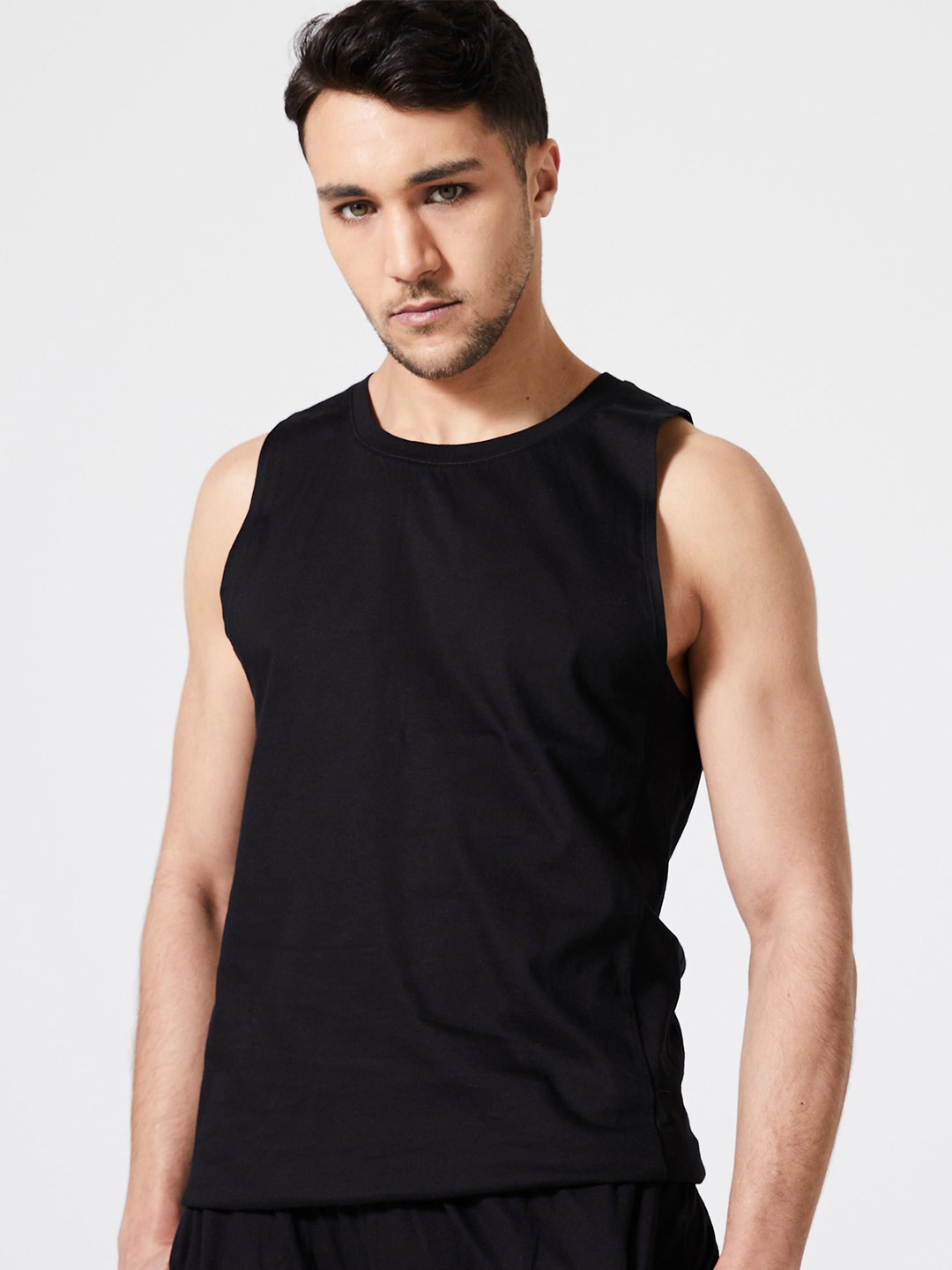 

Domyos By Decathlon Men Pure Cotton Tank T-Shirt, Black