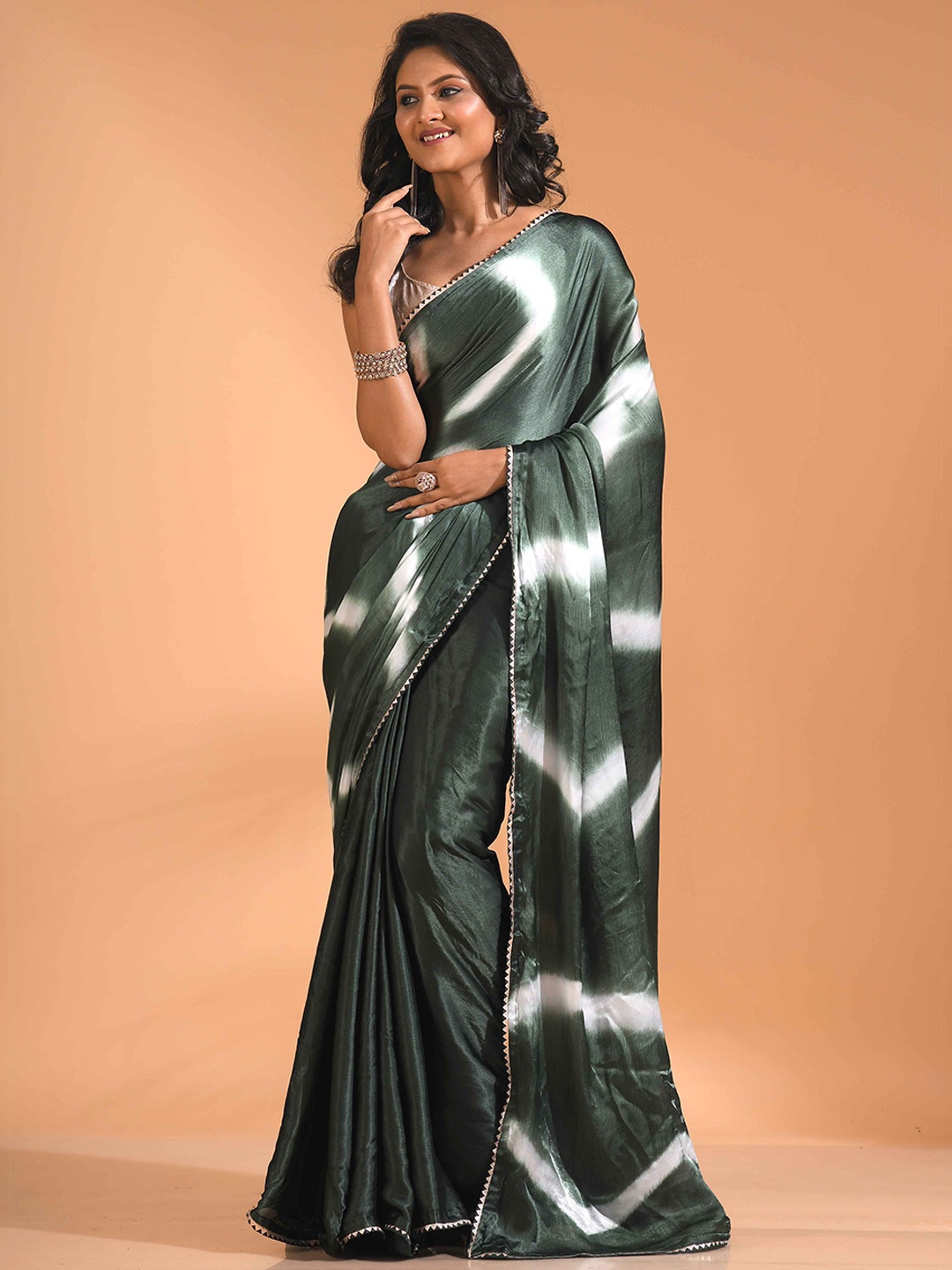 

Morchari Abstract Dyed Pure Chiffon Saree, Green