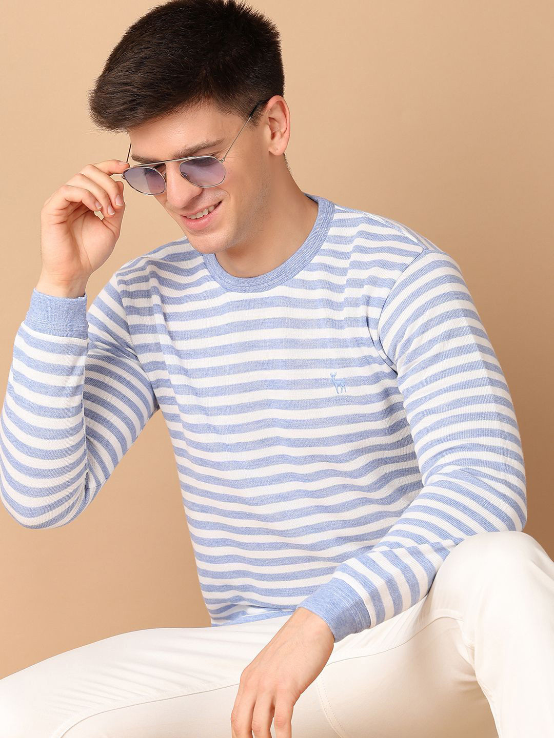 

V-Mart Men Striped Pullover Sweaters, Blue