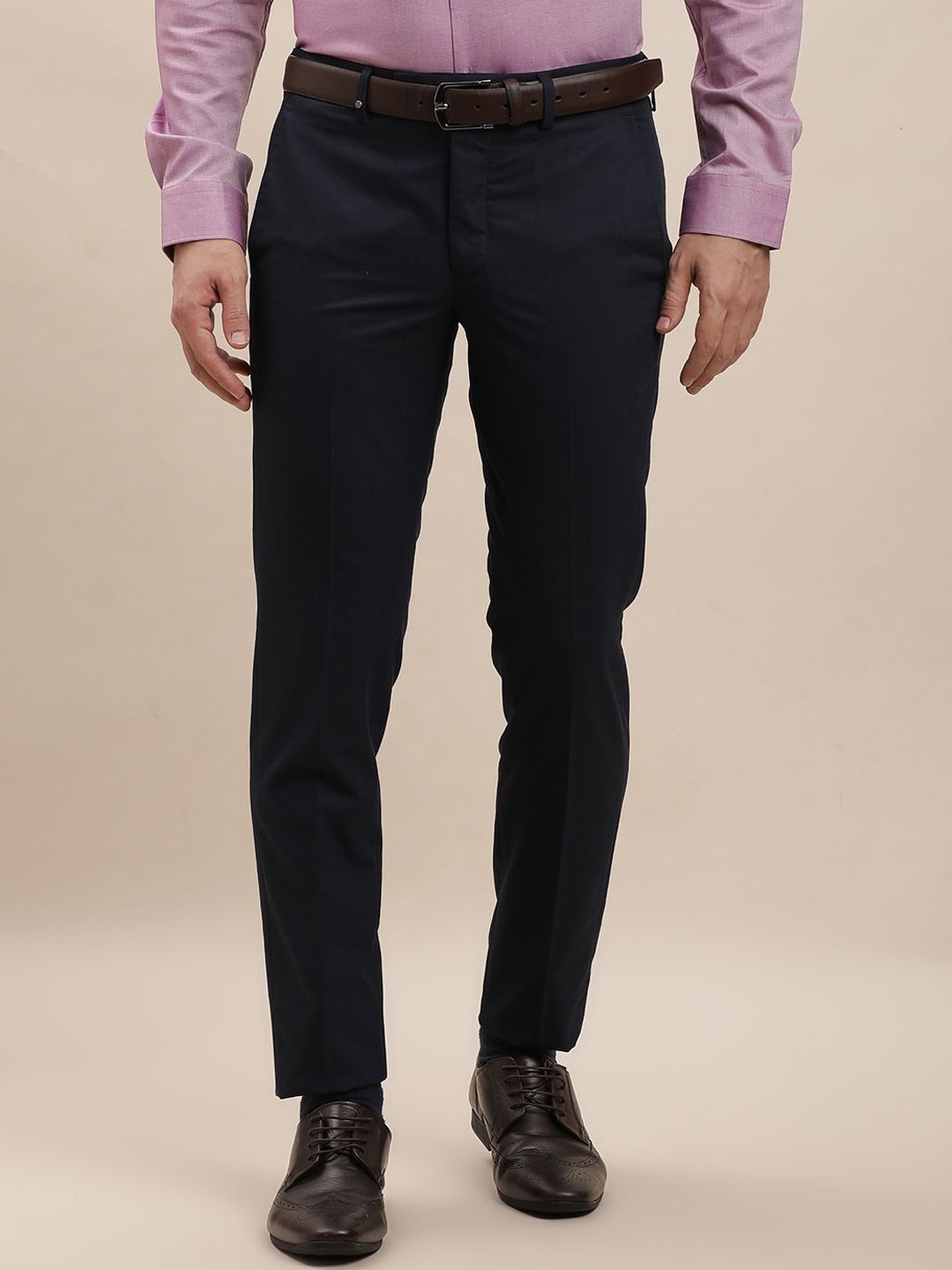 

Turtle Men Checked Tailored Skinny Fit Chinos Trousers, Navy blue