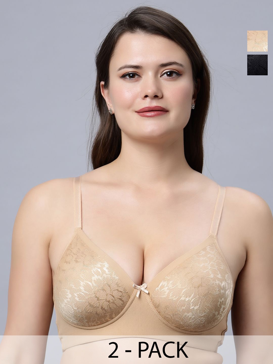 

In Care Pack Of 2 Full Coverage Heavily Padded Cotton Push-Up Bra, Beige