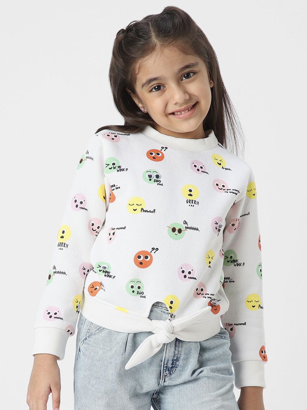 

Nauti Nati Girls Conversational Printed Sweatshirt, White