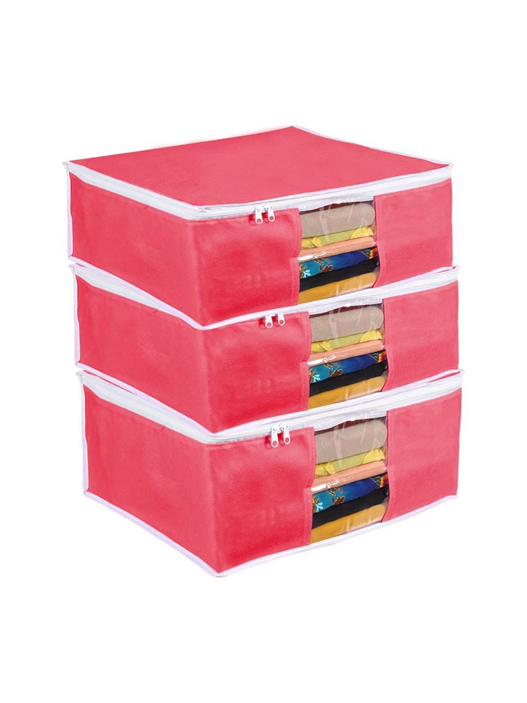 

prettykrafts Red & White 3 Pieces Saree Organisers