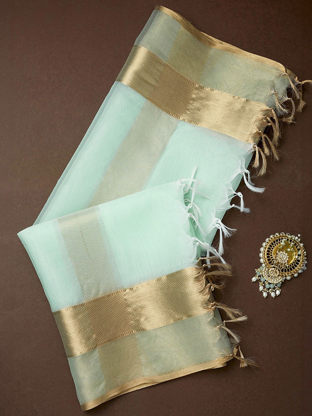 

Soch Woven Design Dupatta with Zari, Sea green