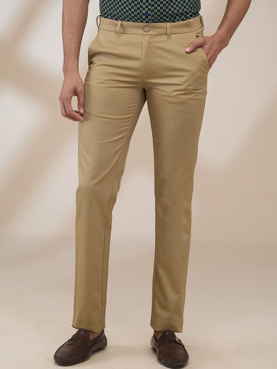 

ColorPlus Men Mid-Rise Regular Trousers, Brown