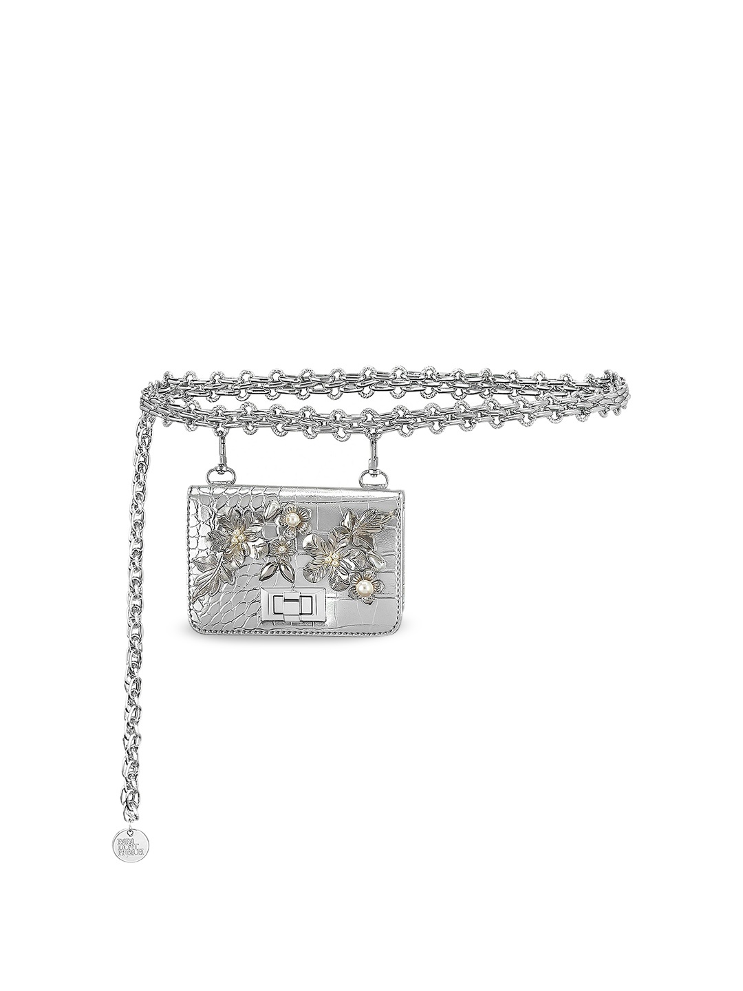 

Papa Don't Preach Embellished Structured Sling Bag, Silver