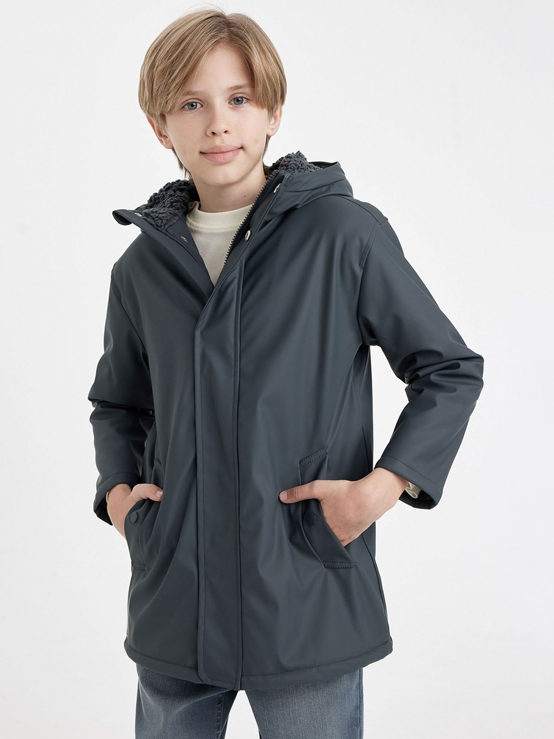 

DeFacto Hooded Rain Jacket, Blue