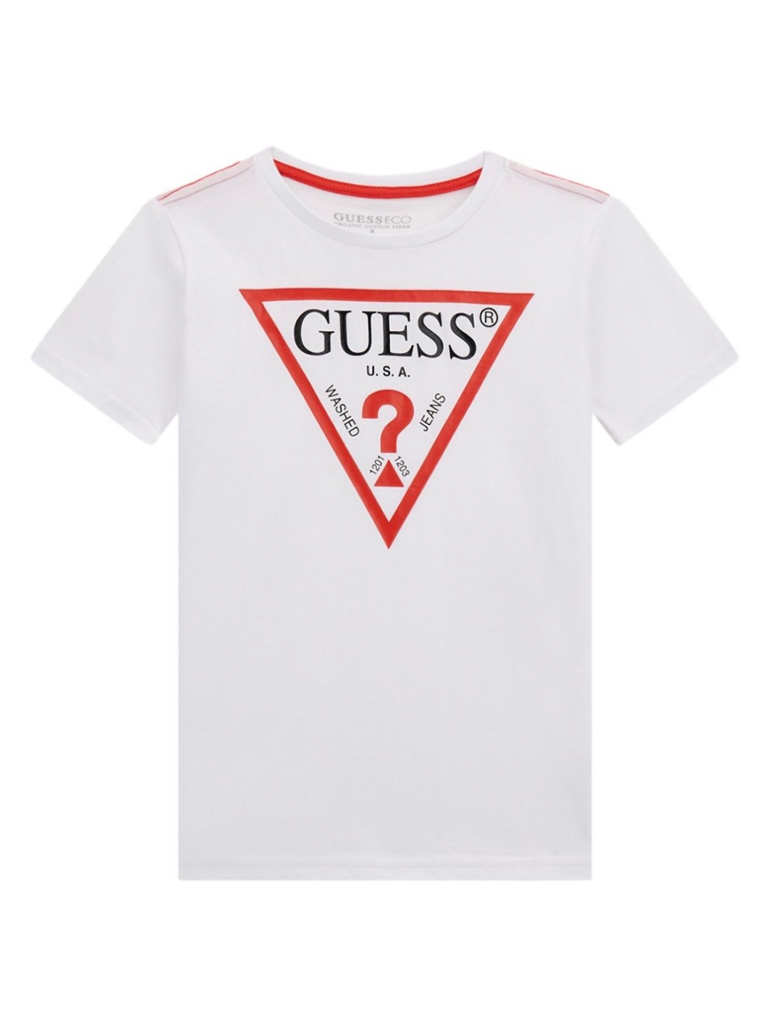 

GUESS kids Boys Graphic Printed Round Neck Cotton T-shirt, White