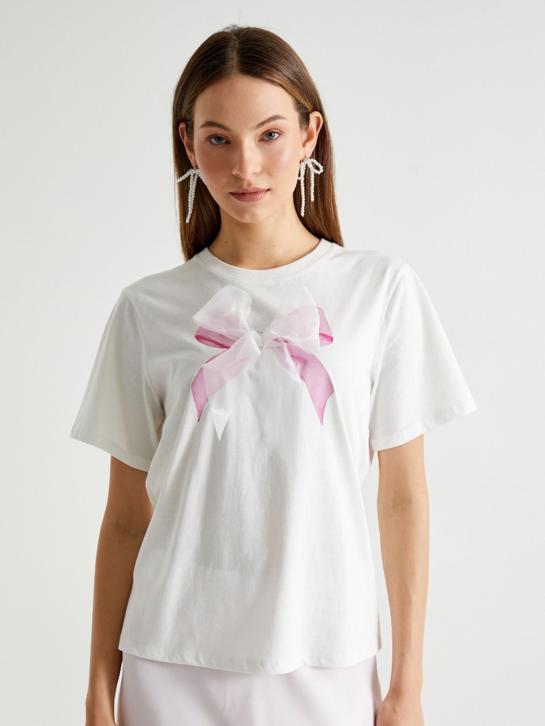 

Koton Women Typography Printed Round Neck Cotton T-shirt, White