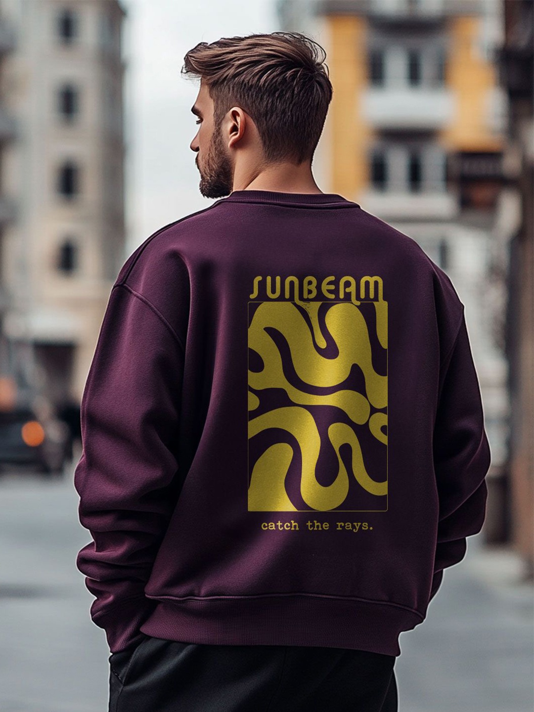 

NOBERO Oversized Back Printed Sweatshirt, Purple