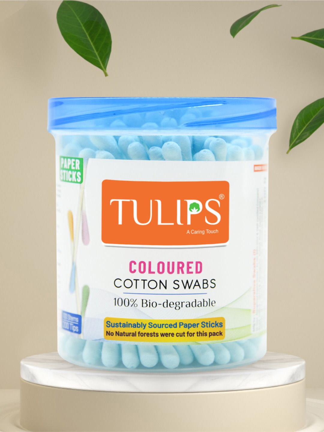 

TULIPS Set Of 4 Cotton Ear Buds In Jar- 100 Each, Blue