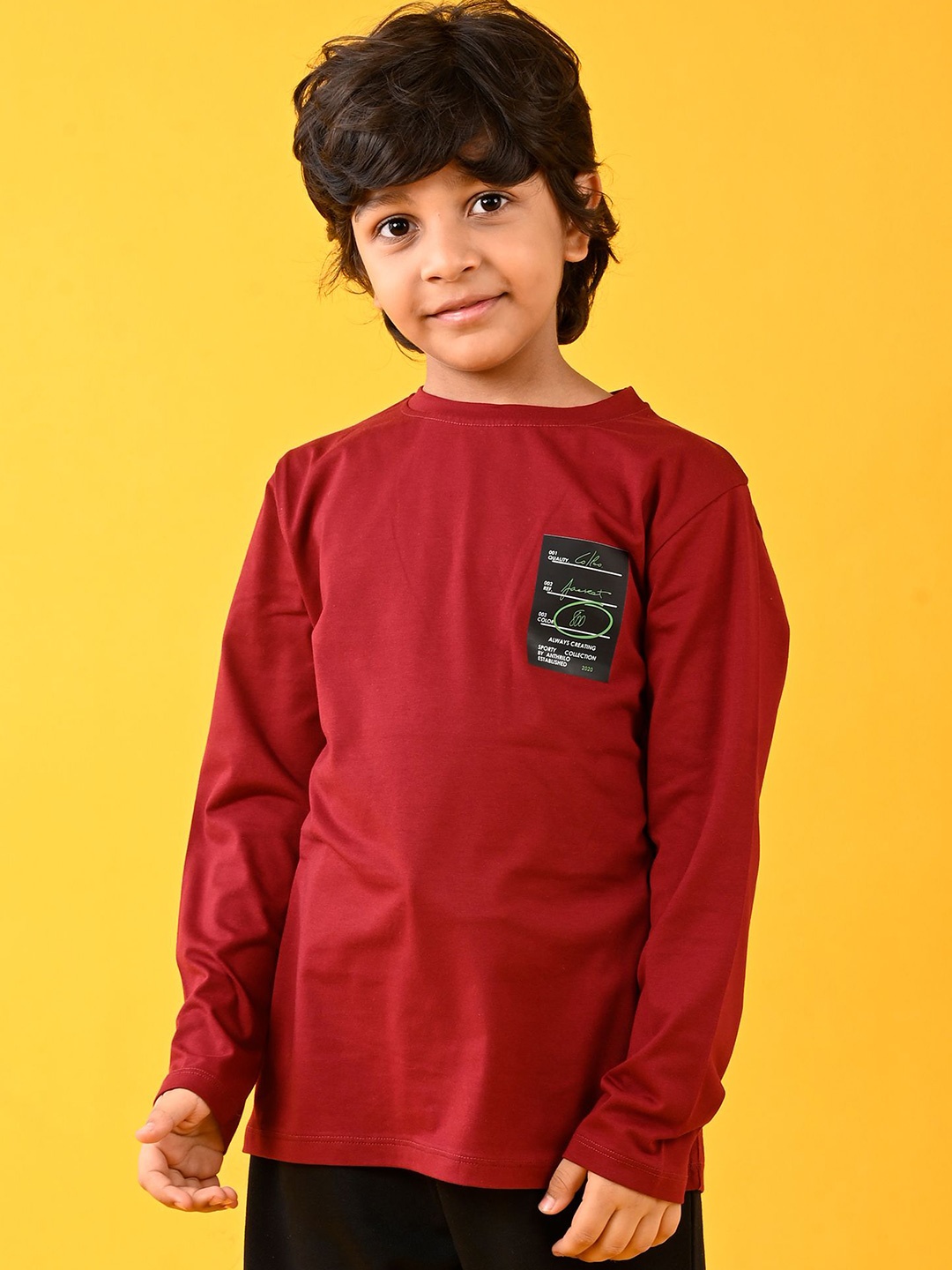 

Anthrilo Boys Typography Printed Round Neck Longline T-shirt, Red