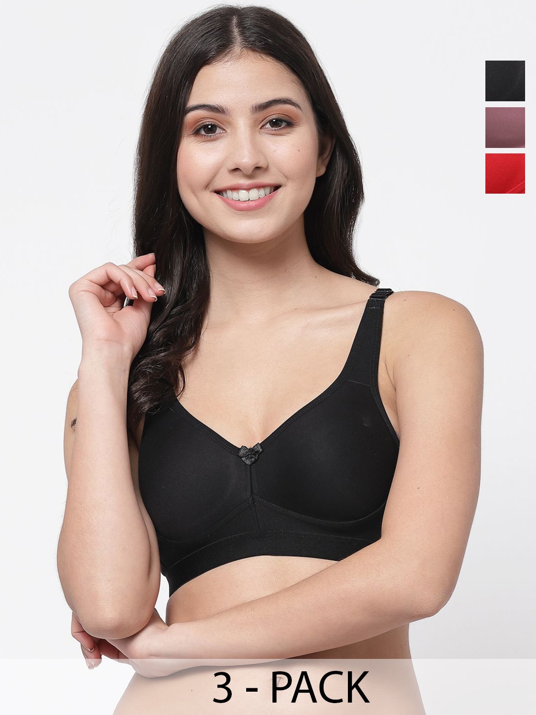 

College Girl Women Pack of 3 Full Coverage Lightly Padded Minimizer Bra, Red