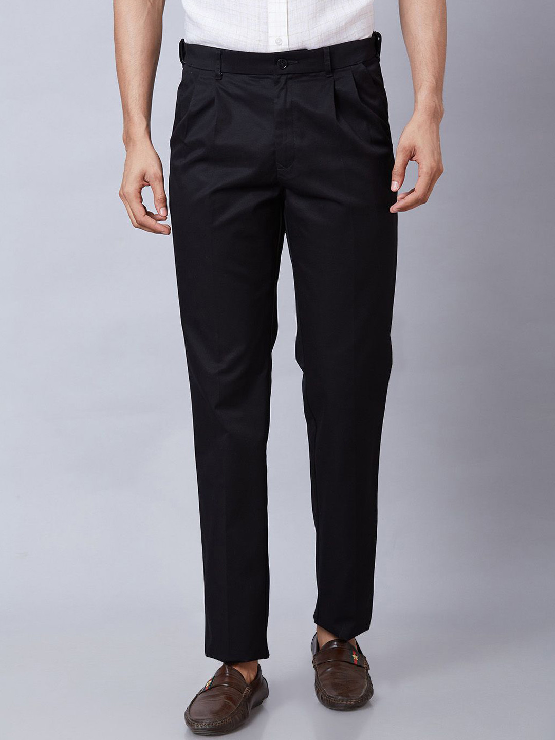 

ColorPlus Men Comfort Pleated Trousers, Black