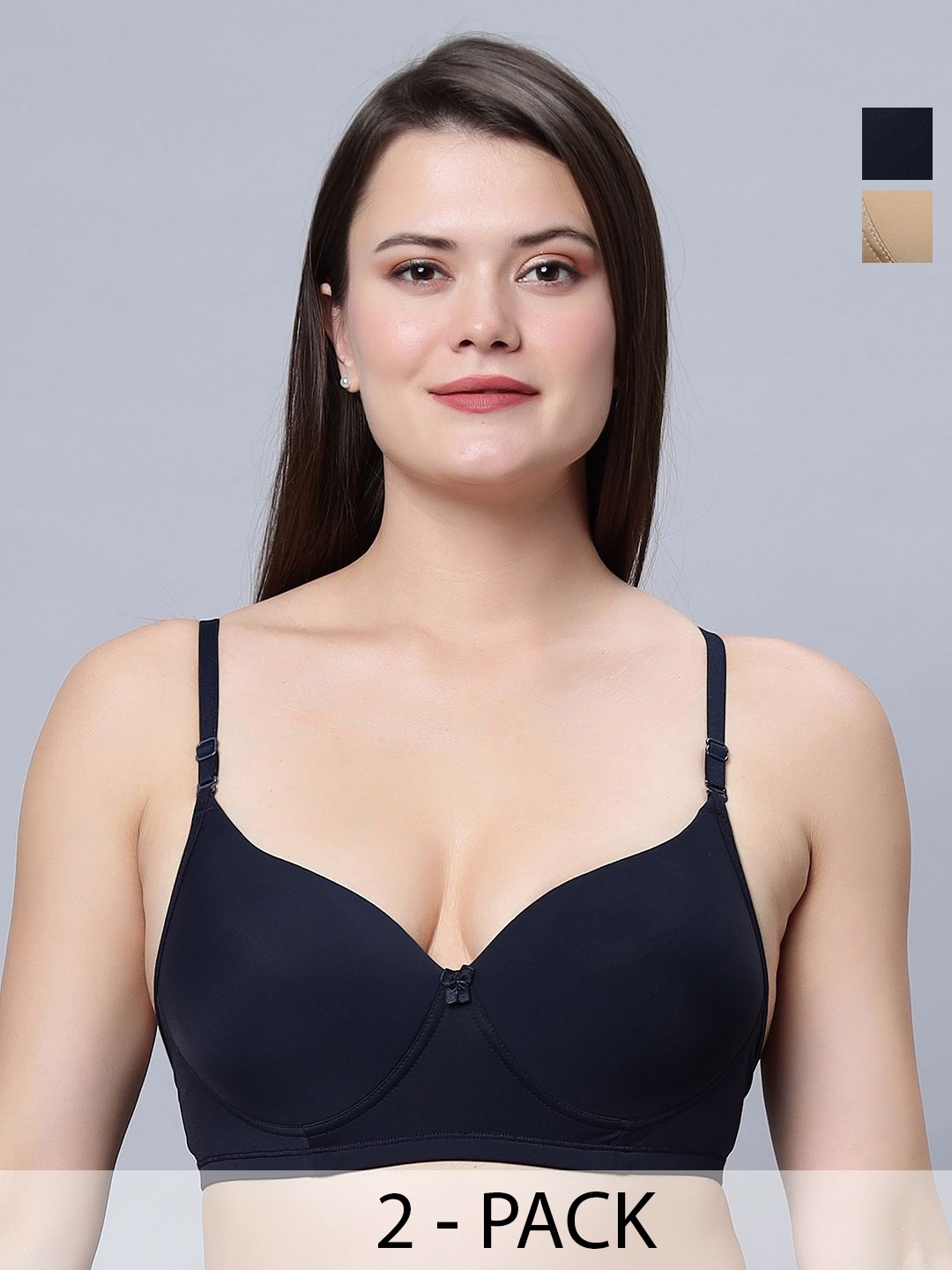 

In Care Women Pack of 2 Full Coverage Heavily Padded Push-up Bra, Navy blue
