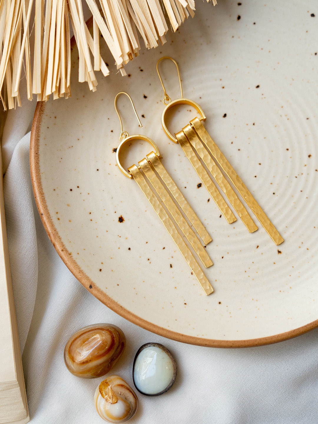

ROYAL PITARAH Gold-Plated Contemporary Drop Earrings