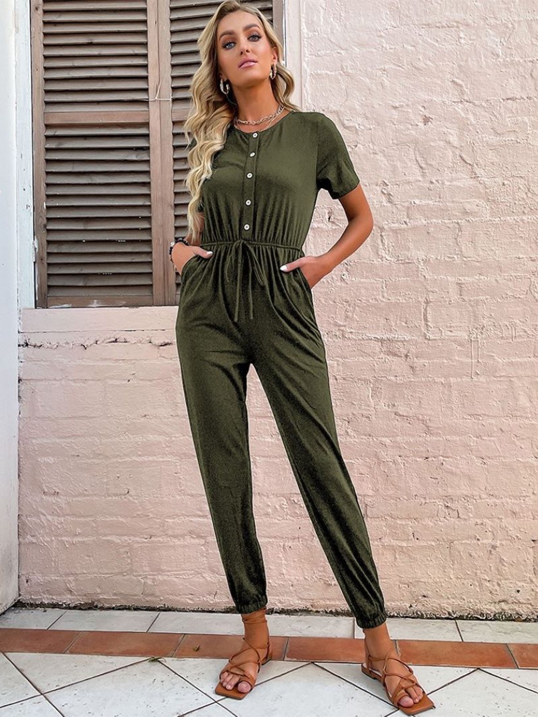 

StyleCast Women Casual Basic Jumpsuit, Olive