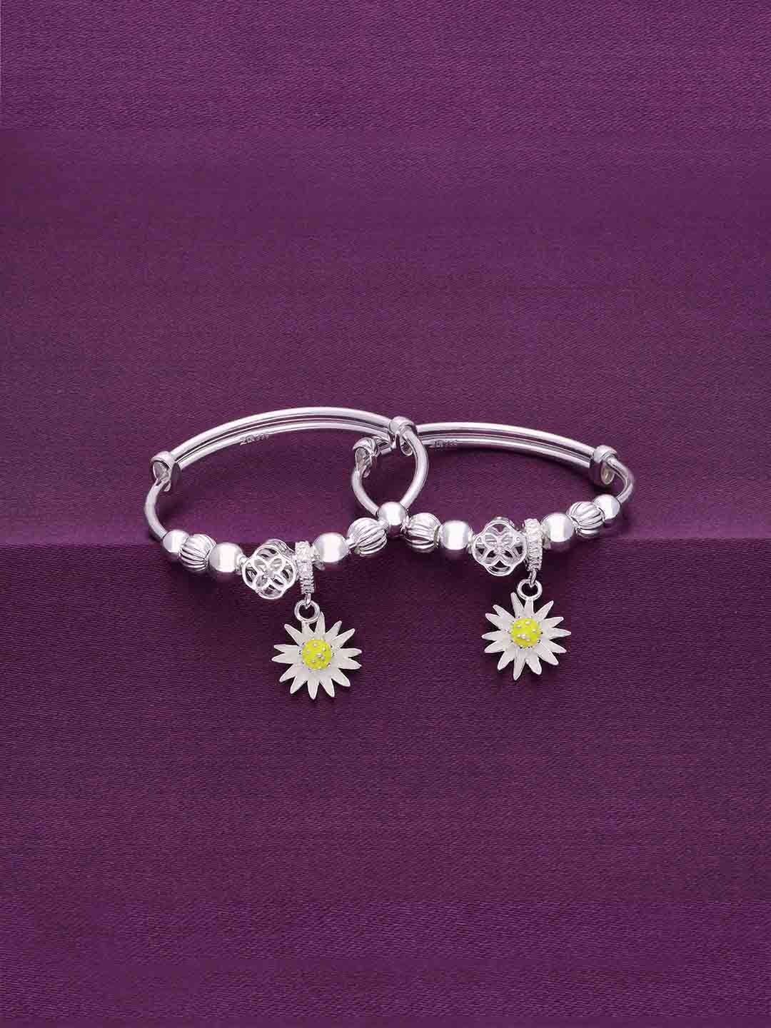 

KAI JEWEL Kids Set Of 2 Sterling Silver Rhodium-Plated Kada Bracelets