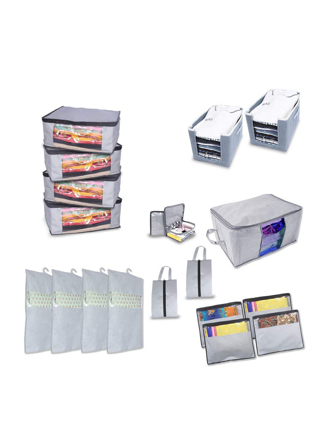 

prettykrafts Grey 18 Pieces Drawer Organiser