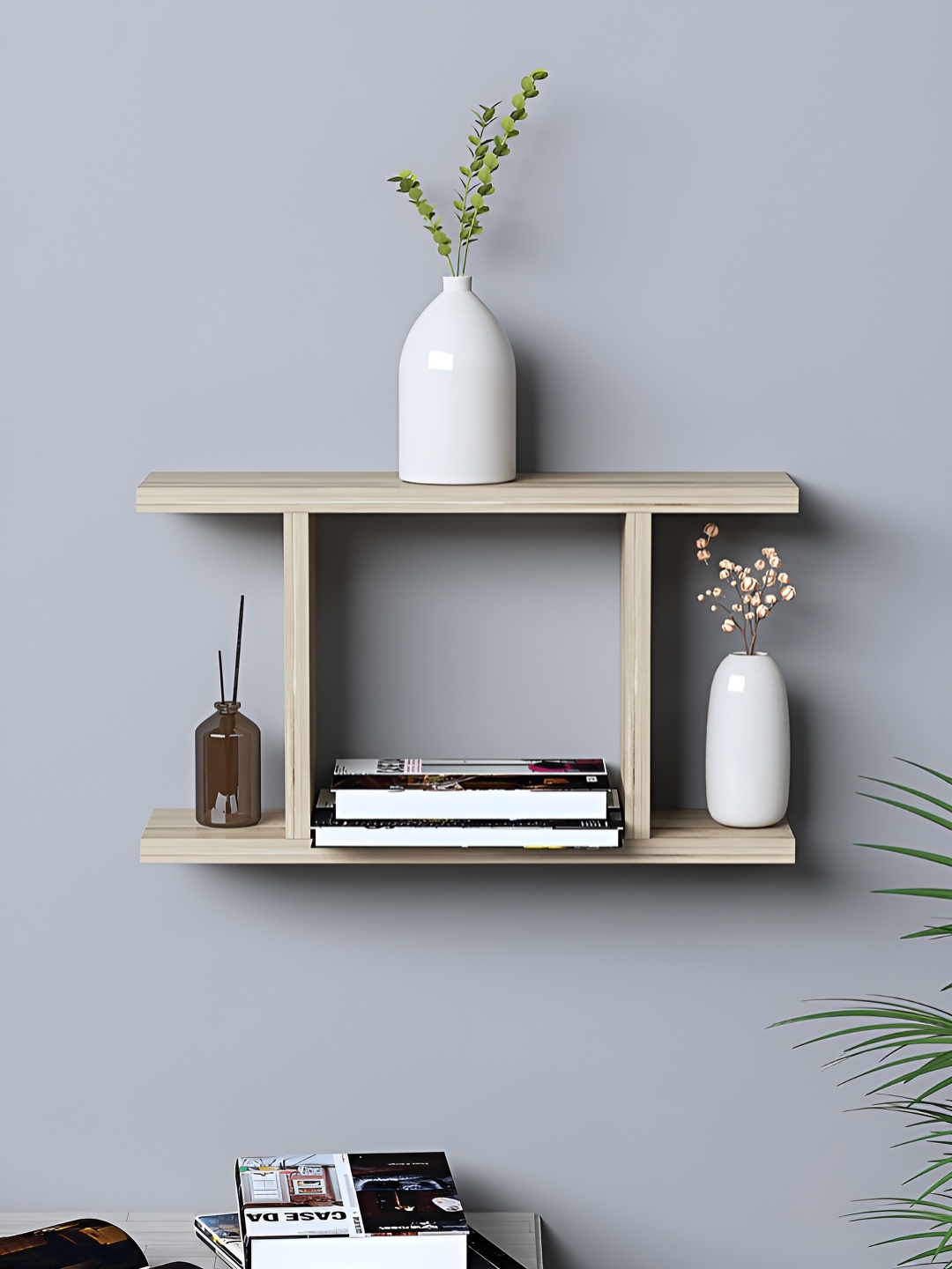 

RANDOM Beige Engineered Wood Pocket Wall Shelf