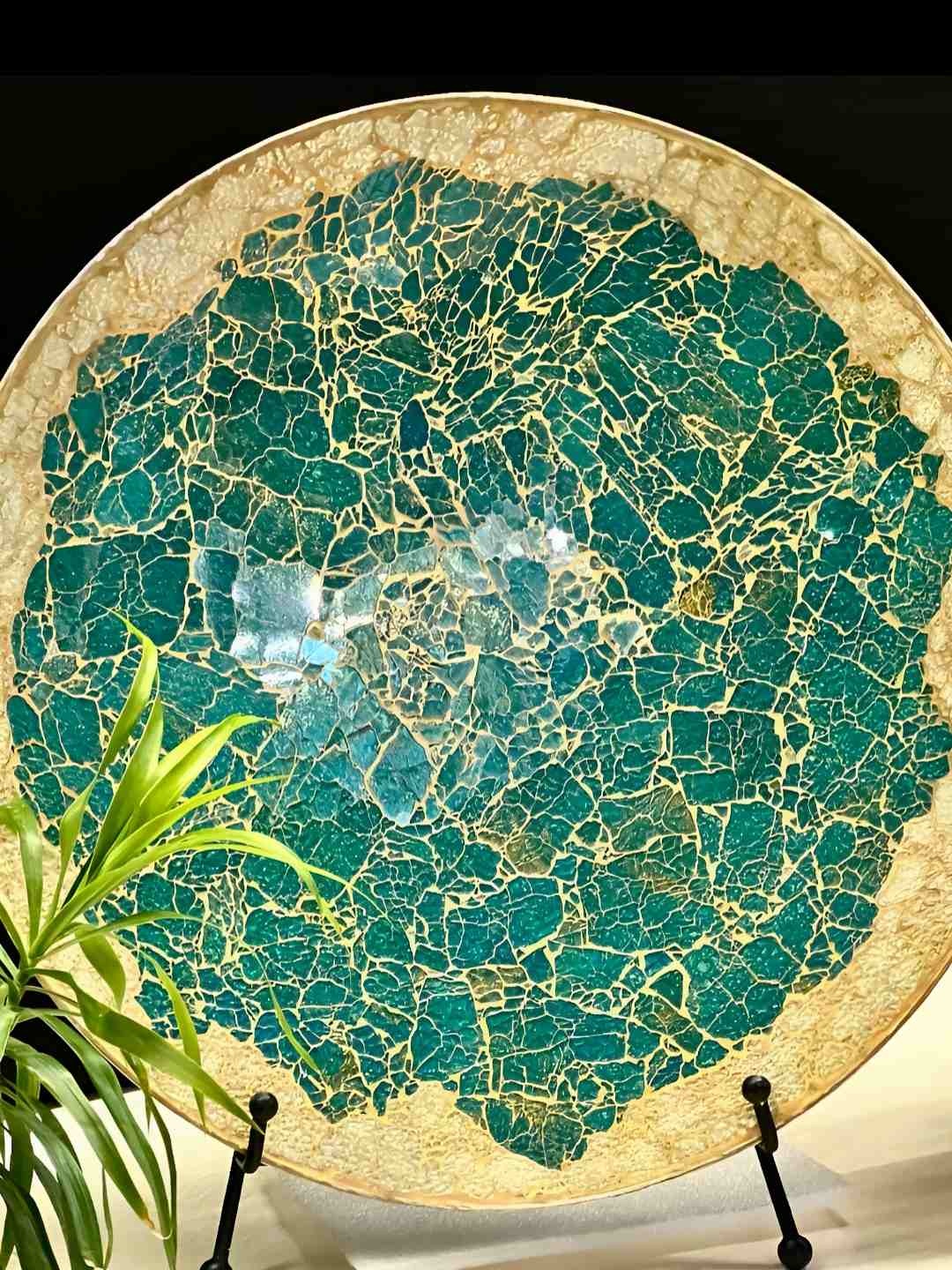 

Timaya's Decor Green & Beige Textured Wall Decor Plates