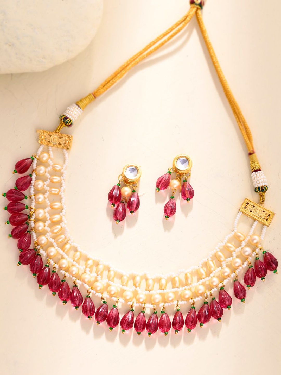 

DASTOOR Gold Plated Beaded Jewellery Set