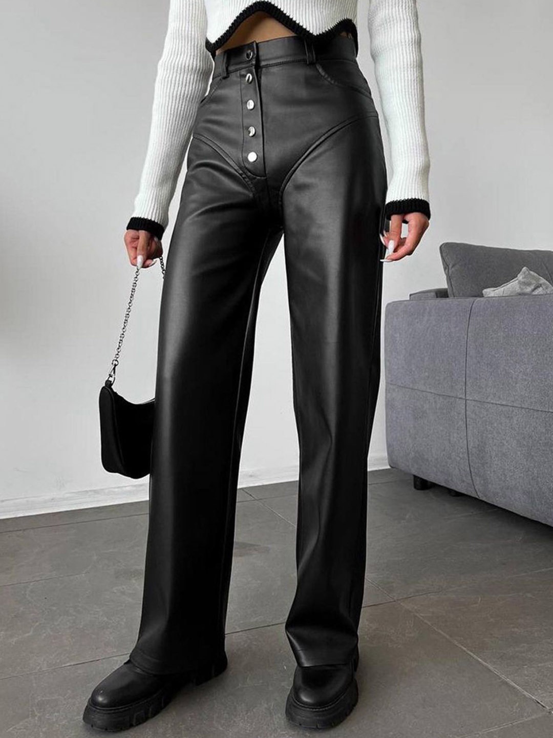 

StyleCast x Revolte Women Straight Fit Trousers, Black