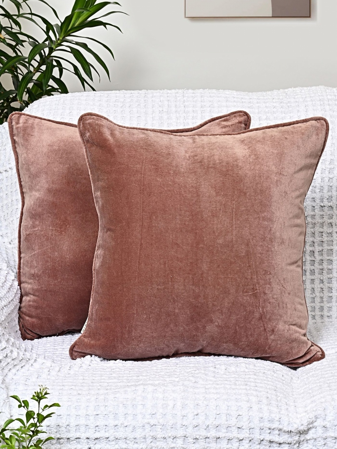 

ANWYN Rose Gold 2 Pieces Cotton Square Cushion Covers