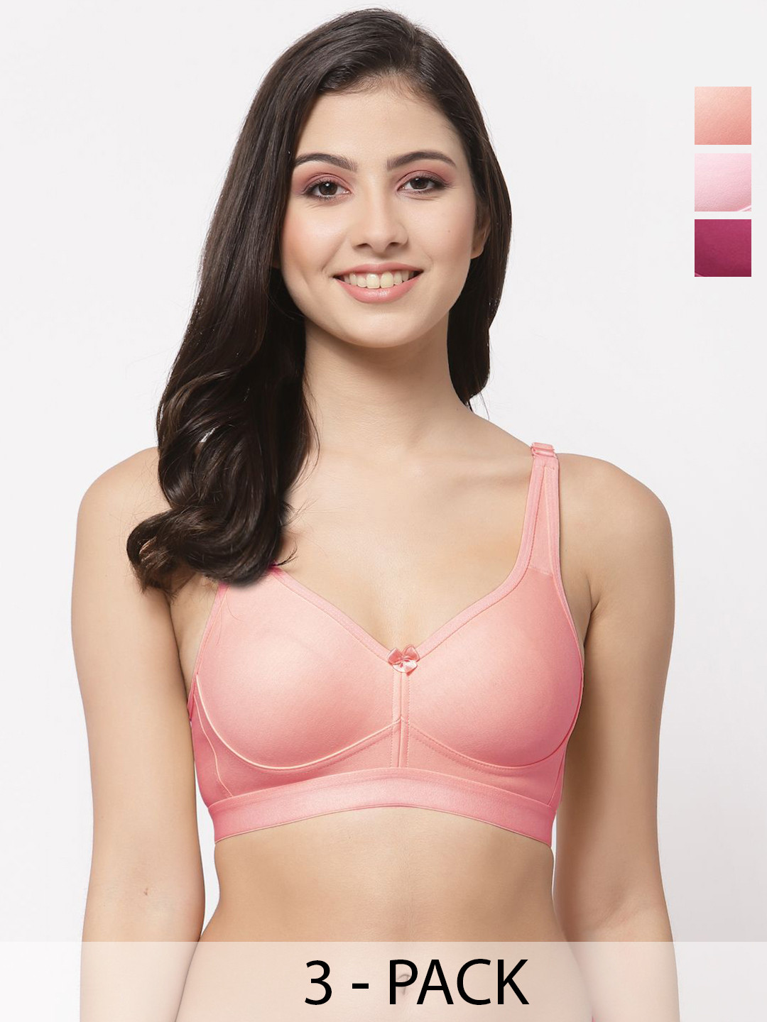 

College Girl Solid Full Coverage Lightly Padded Bra, Pink