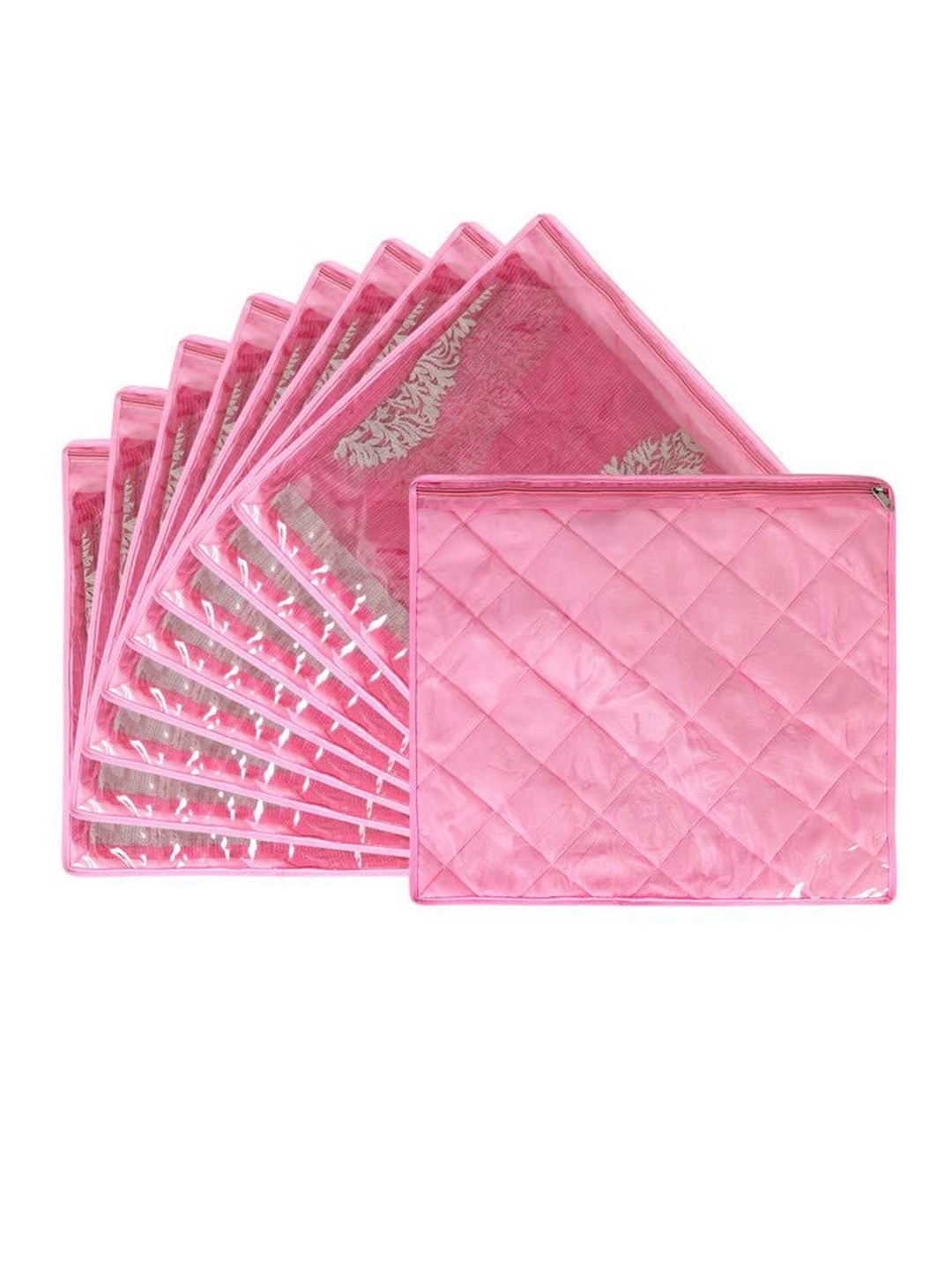 

prettykrafts Pink 9 Pieces Self Design Foldable Cloth Organisers